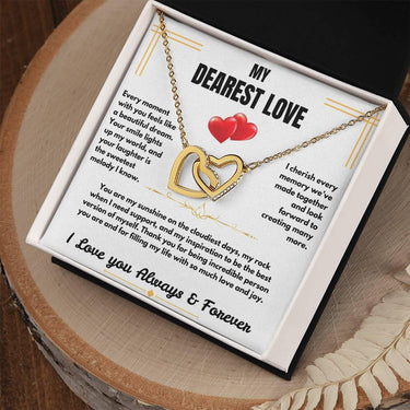 To My Dearest Love - Interlocking Hearts Necklace - Gift Set - SLDDL0059 - Sunshine Letters Co